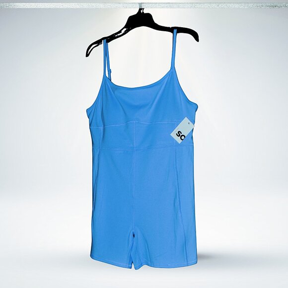 SO Sporty Seamed Unitard Strap Workout One Piece Sleeveless Short Romper XL - Picture 2 of 12